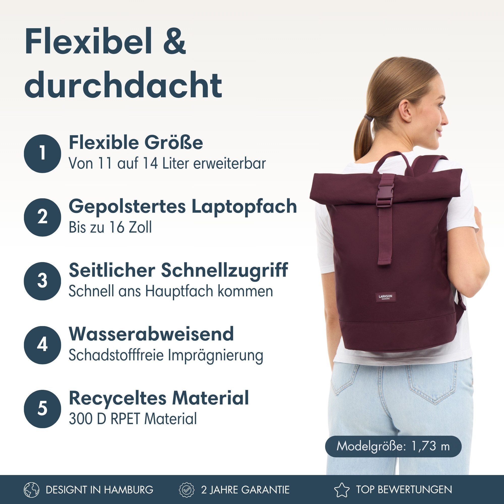 LARKSON Cityrucksack Janne Small Tagesrucksack 11-14 Liter für Damen & (1-t günstig online kaufen
