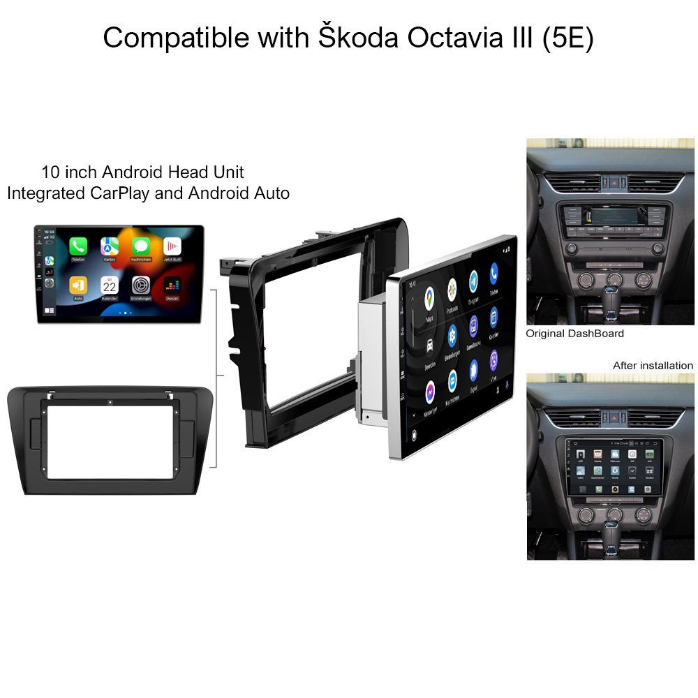 TAFFIO Für Skoda Octavia 3 III 5E 10" Touch Android Autoradio GPS CarPlay Einbau-Navigationsgerät