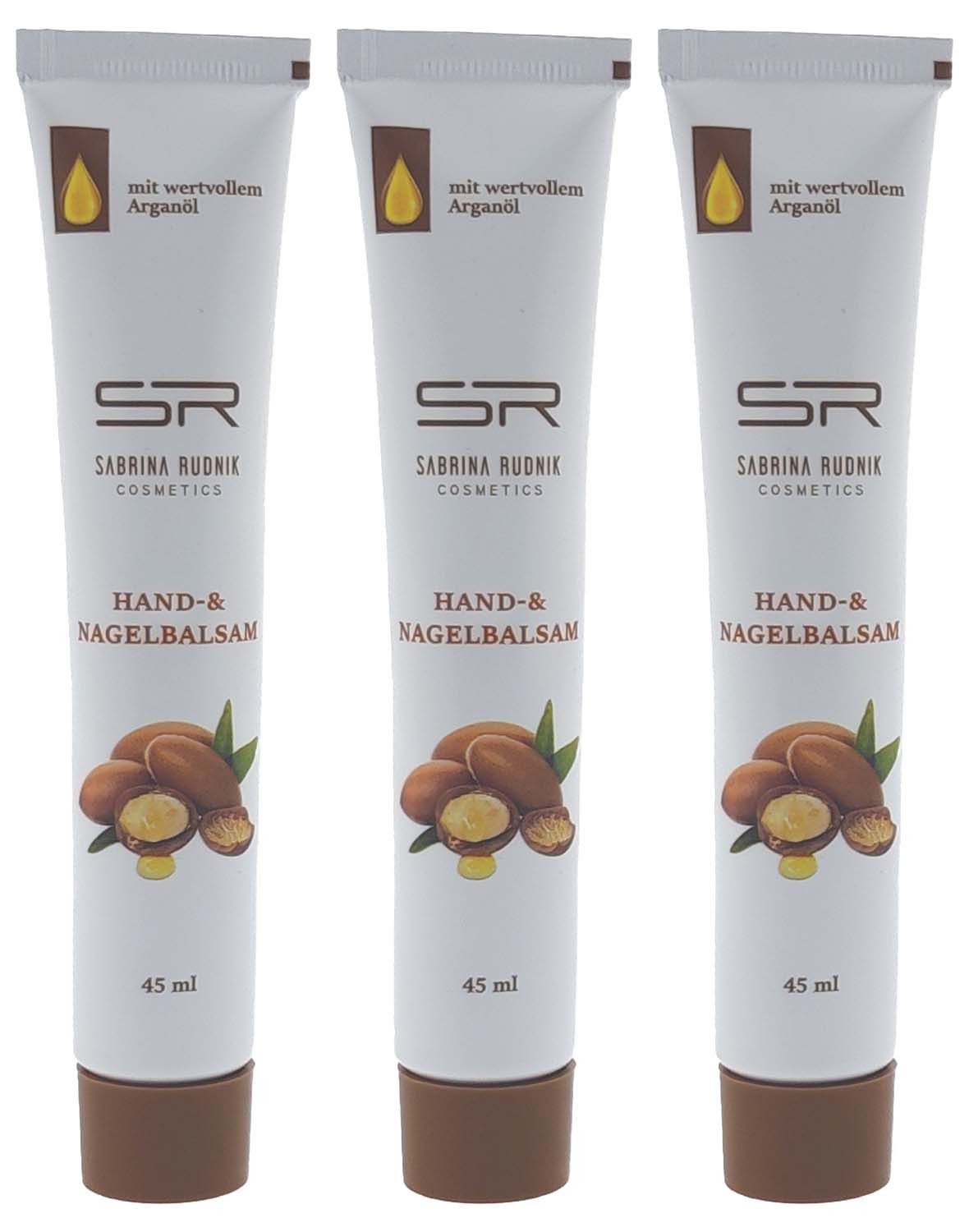 varivendo Handcreme varivendo Notizblock + 3 x SR Hand- und Nagelbalsam mit Arganöl 45 ml Tube, 3-tlg., Handbalsam Handcreme Nagelpflege Hautpflege