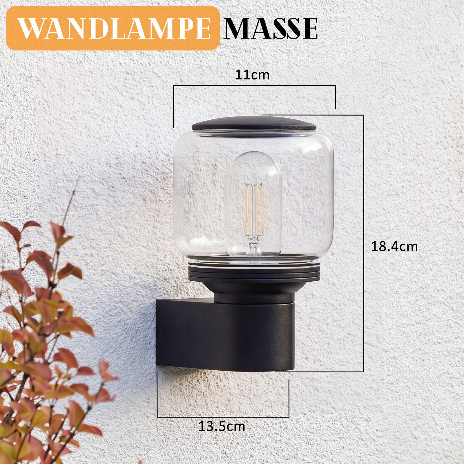 Nettlife Außen-Wandleuchte Schwarz balkon landhaus Außen Garten E27 Fassung max. 40W, ohne Leuchtmittel, für Terrasse Balkon Hauswand Garten