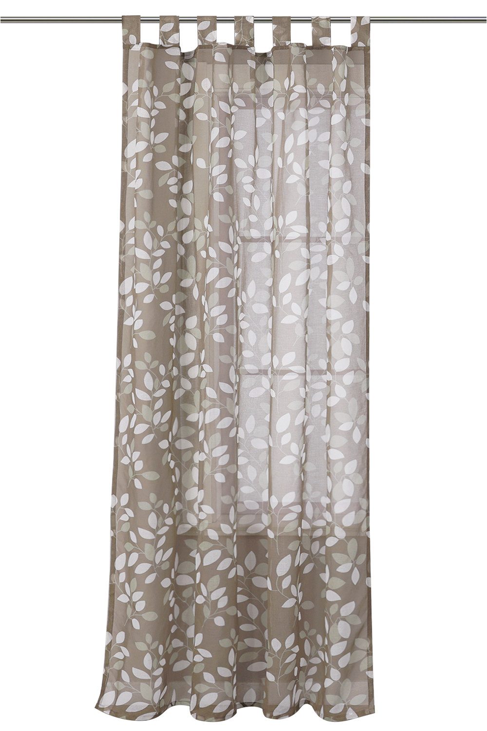 Joyswahl Gardine (1 St), Schlaufen, halbtransparent, Blätter Druck, Leineno günstig online kaufen