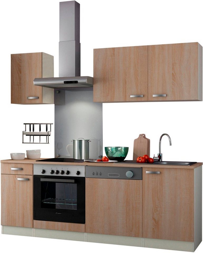OPTIFIT Küchenzeile Padua, ohne E-Geräte, Breite 210 cm, Küchenzeile mit  Edelstahl-Einbauspüle
