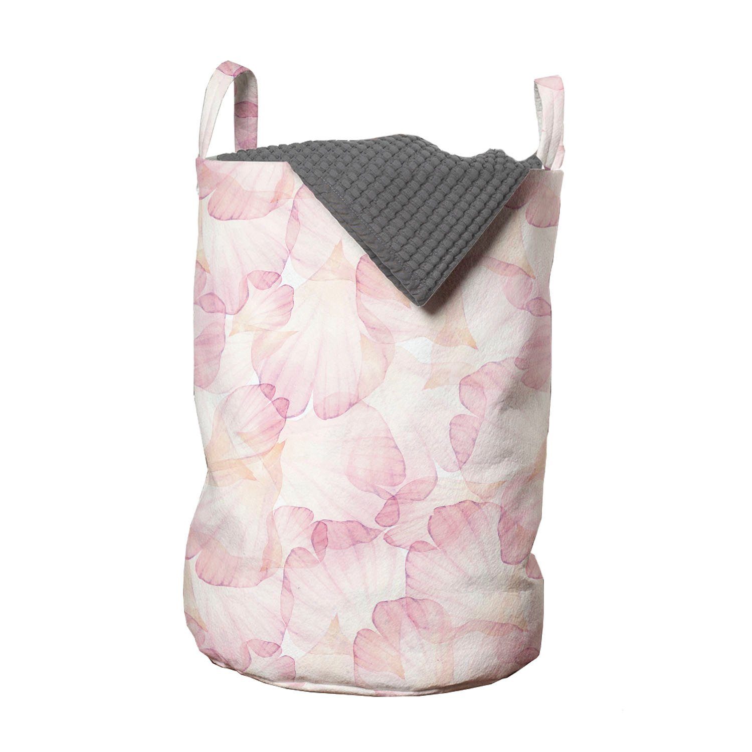 Abakuhaus Wäschesäckchen Wäschekorb mit Griffen Kordelzugverschluss für Waschsalons, Pastell Blassrosa Blütenblätter