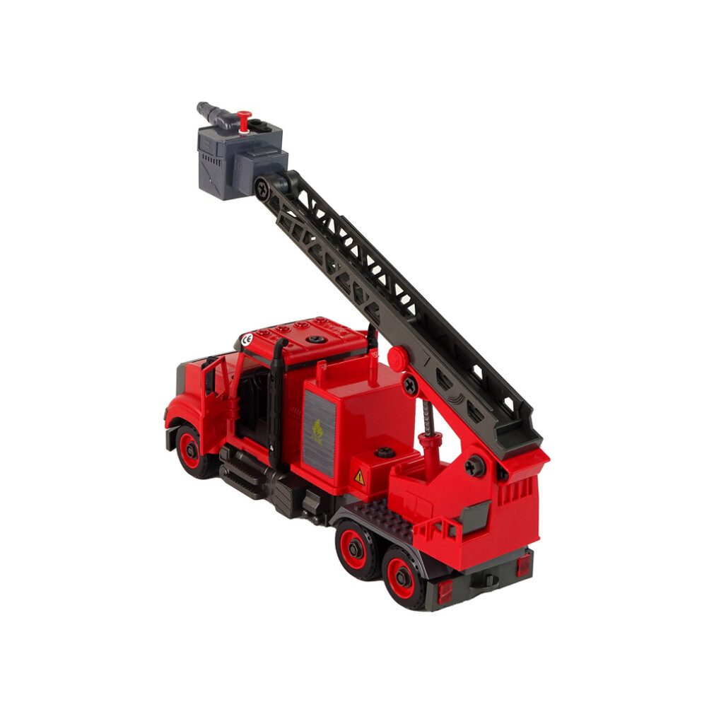 LEAN TOYS Spielzeug-Boot Feuerwehrauto Feuerwehr zum Abschrauben von Zubehör Rot