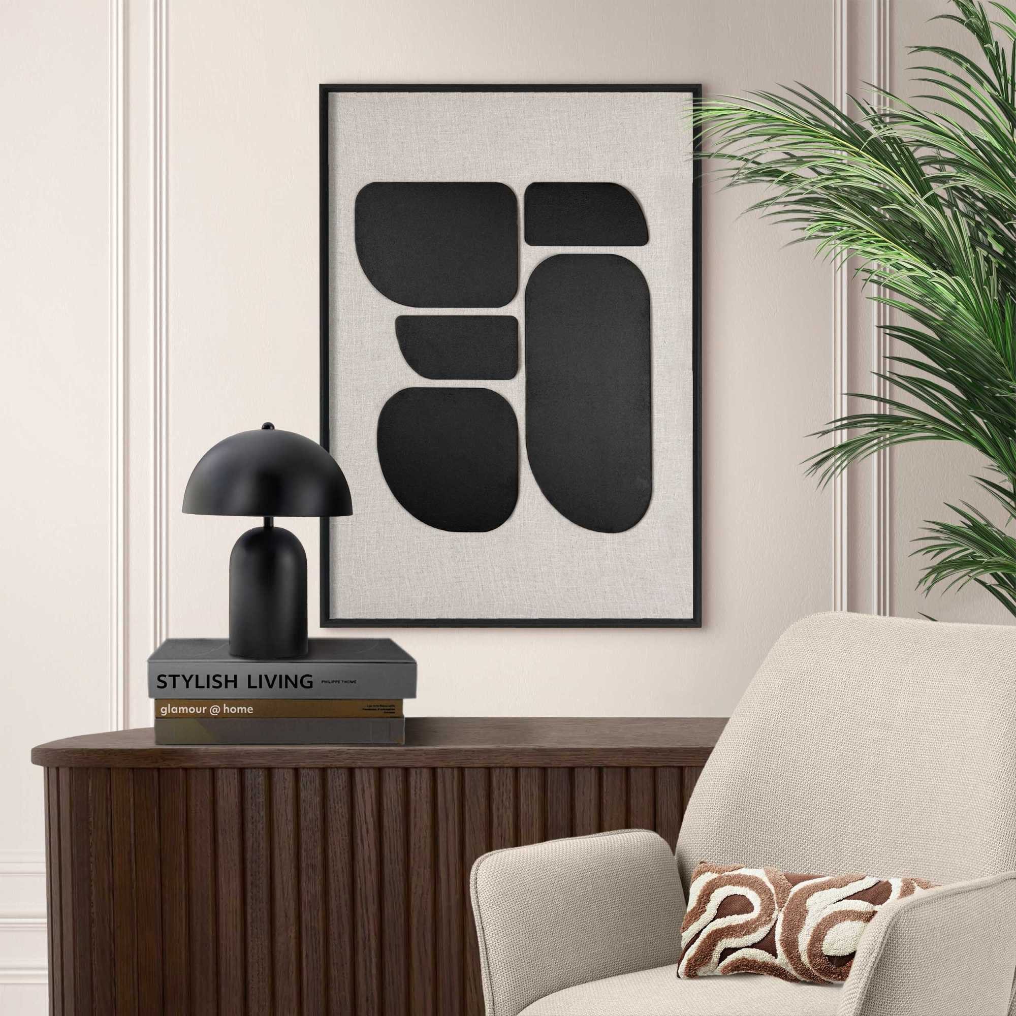 Reinders! Wandbild Organic Blocks schwarz, Wohnzimmer - Schwarz-Weiß - MDF - Abstrakt - 50x70 cm