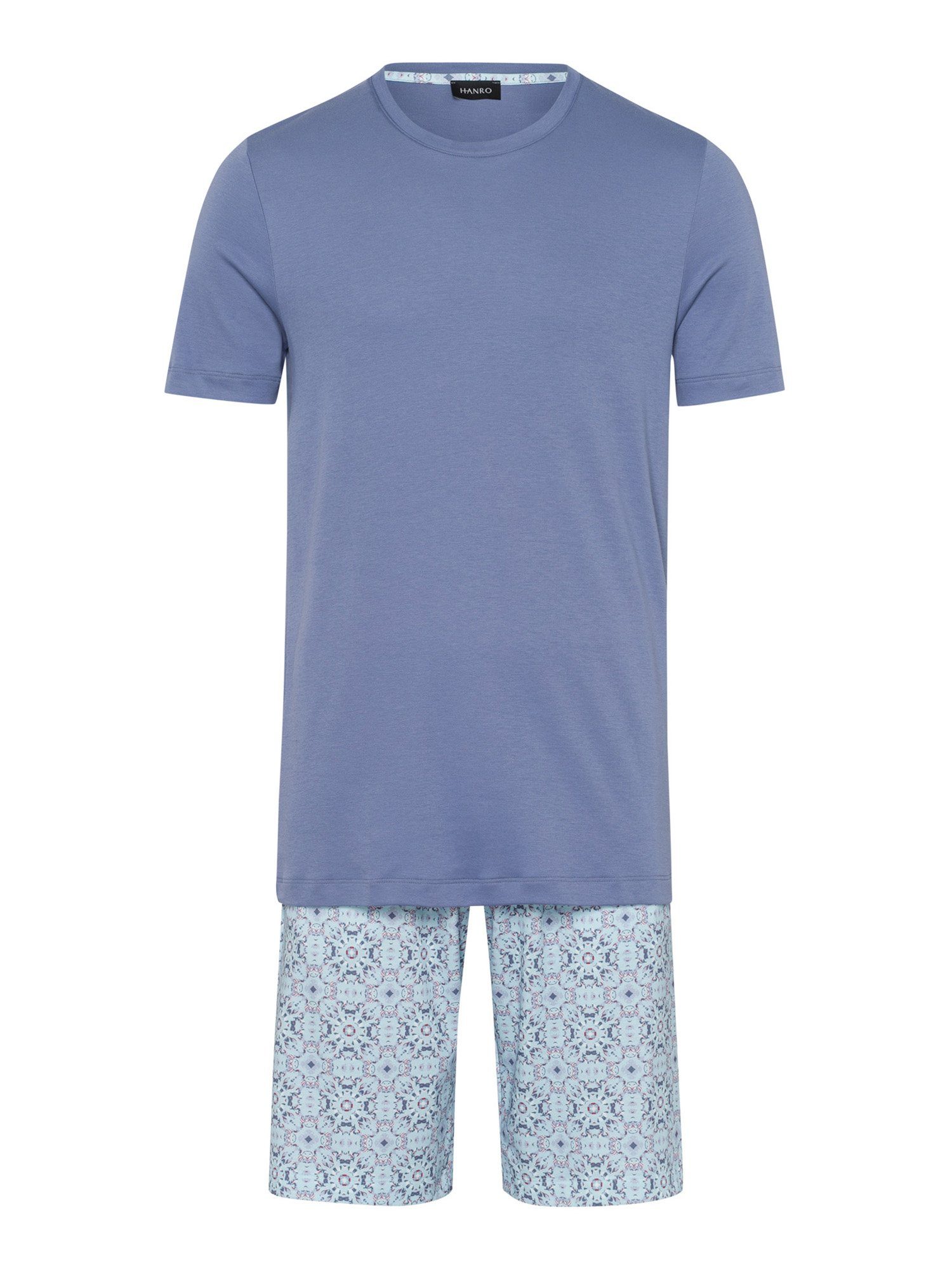 Hanro Pyjama Kurzarm Night & Day blue tile print