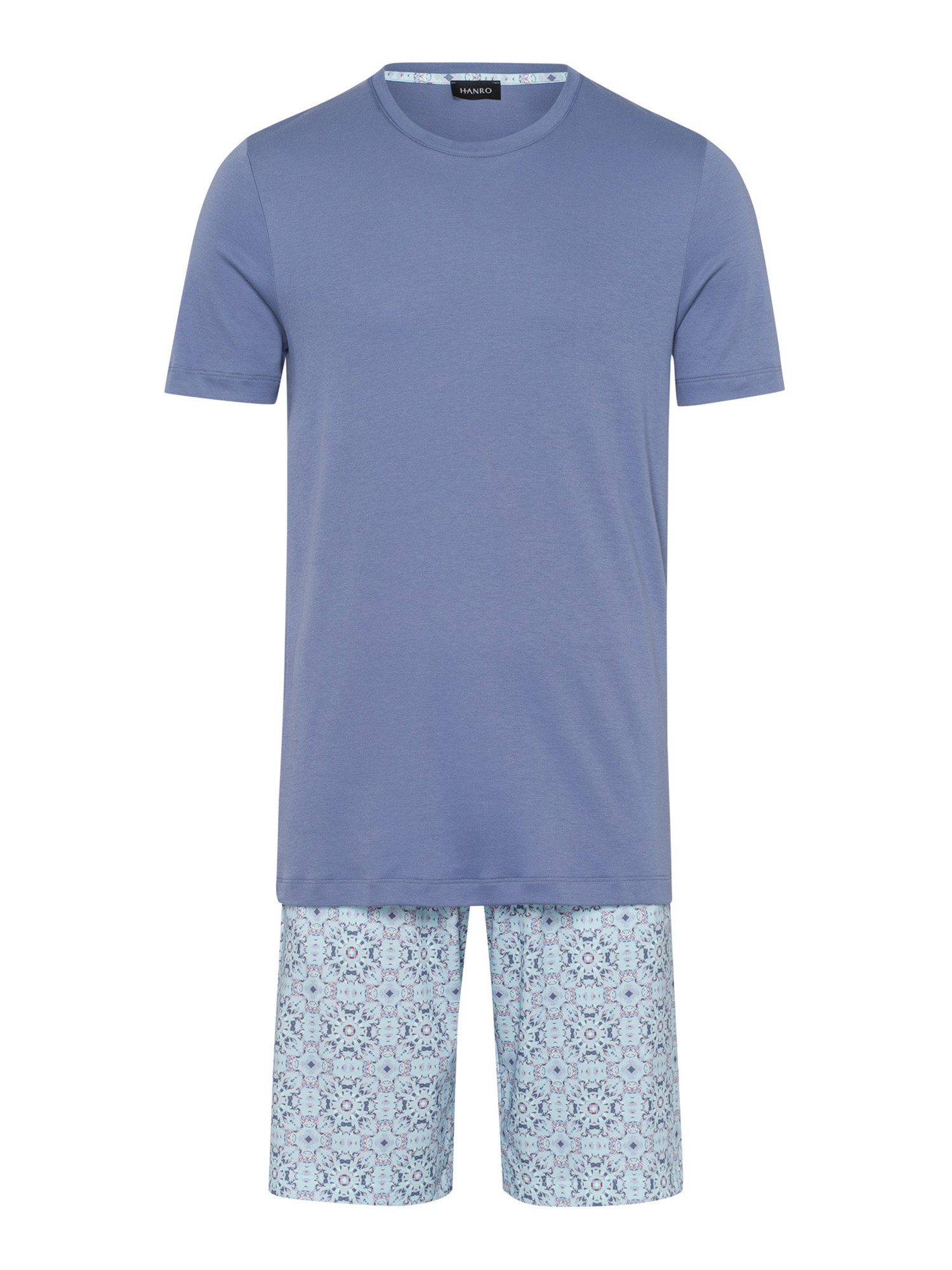 Pyjama print tile Night Day blue Kurzarm & Hanro