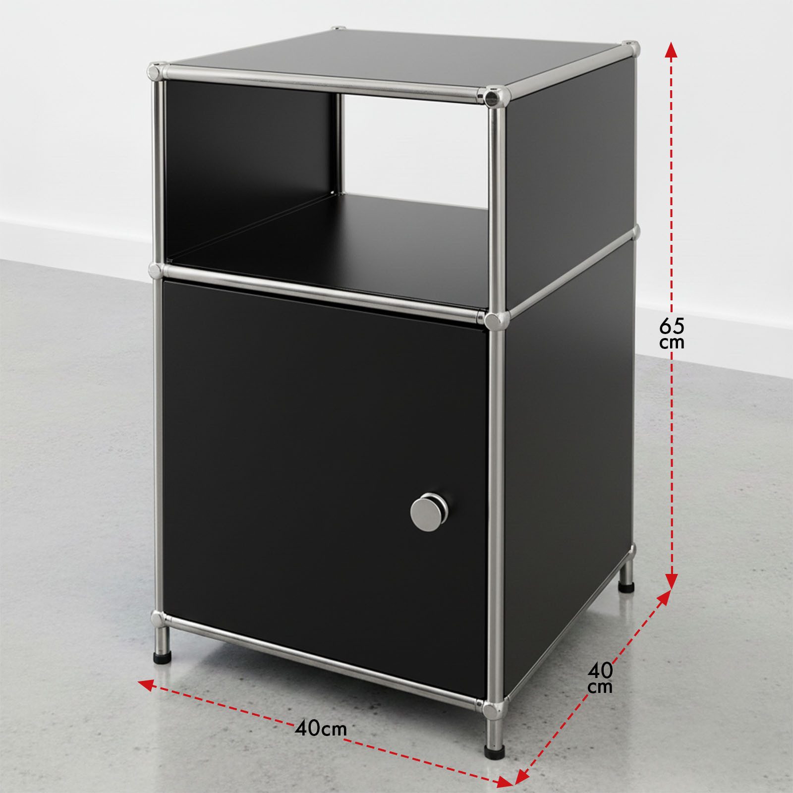 Floordirekt Standregal Concept Epure Metallregal MK-040, 3-stöckiges Regal 40x40x65 cm, mit Tür & Ablage, modernes Regal für Bad, Küche, Schlafzimmer & Büro – Bild 3 von 5