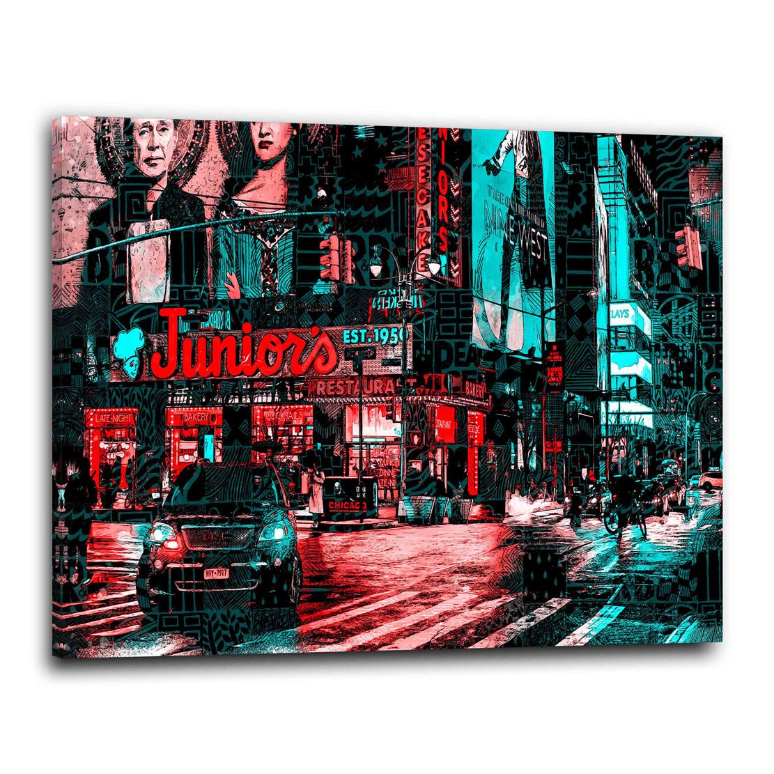 Leinwandbild New York Beautiful Nightlife USA Wandbild Leinwandbild Deko Kunst XL