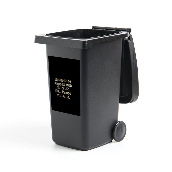 MuchoWow Wandsticker Wahrheit - Schwarz und Gold - Zitate (1 St) Mülleimer-aufkleber Mülltonne Sticker Container Abfalbehälter