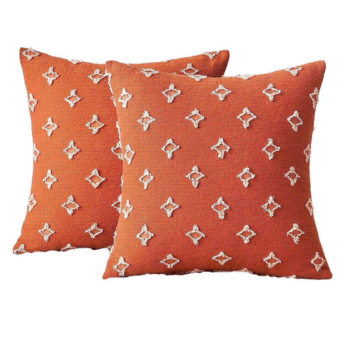 Kissenbezüge 2pcs dekorative Kissenbezüge,rhombischer Jacquard,für Sofa,Bett, Jormftte Orange
