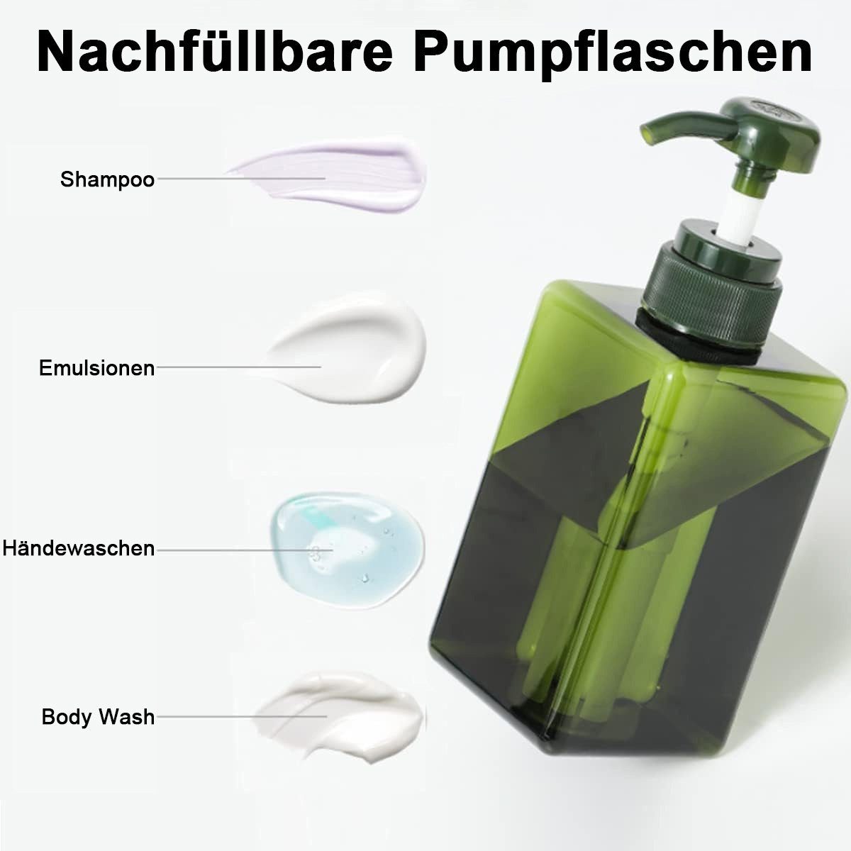 Pumpspender Jormftte Plastik,für Kunststoff, Shampoo,Dusche Seifenspender Grün Seifenspender