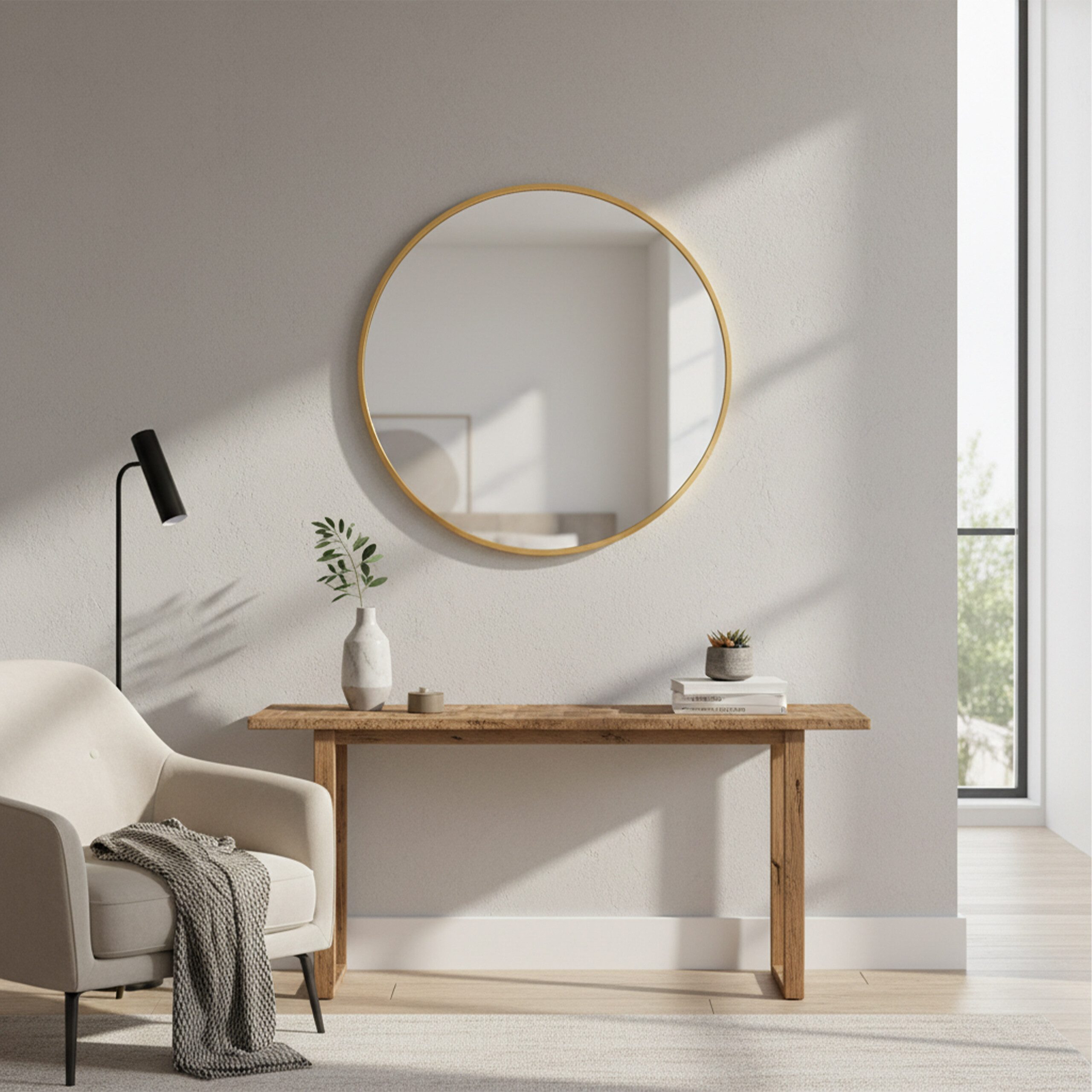 relaxdays Wandspiegel Runder Spiegel, gold günstig online kaufen