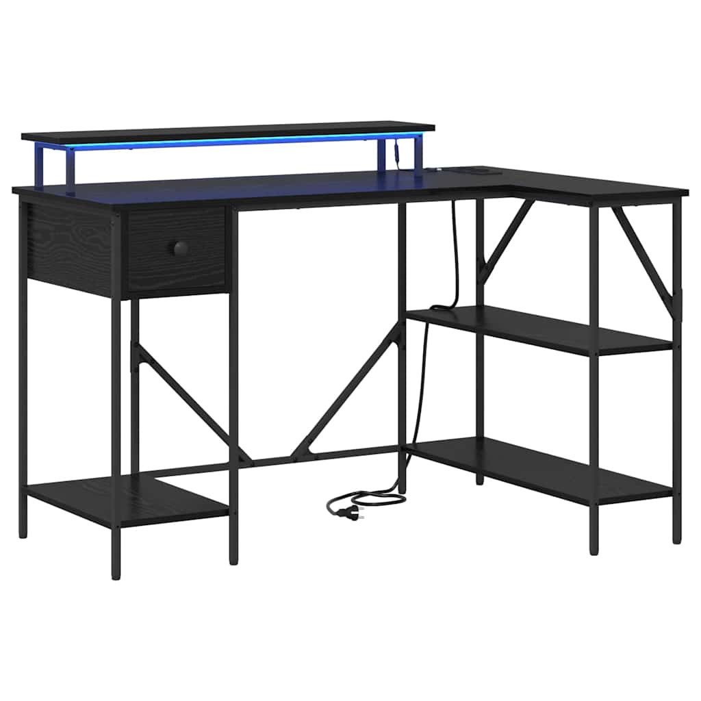 vidaXL Schreibtisch Schreibtisch mit Regal Schwarz Eichen-Optik 120 x 79 x 86,5 cm (1-St)