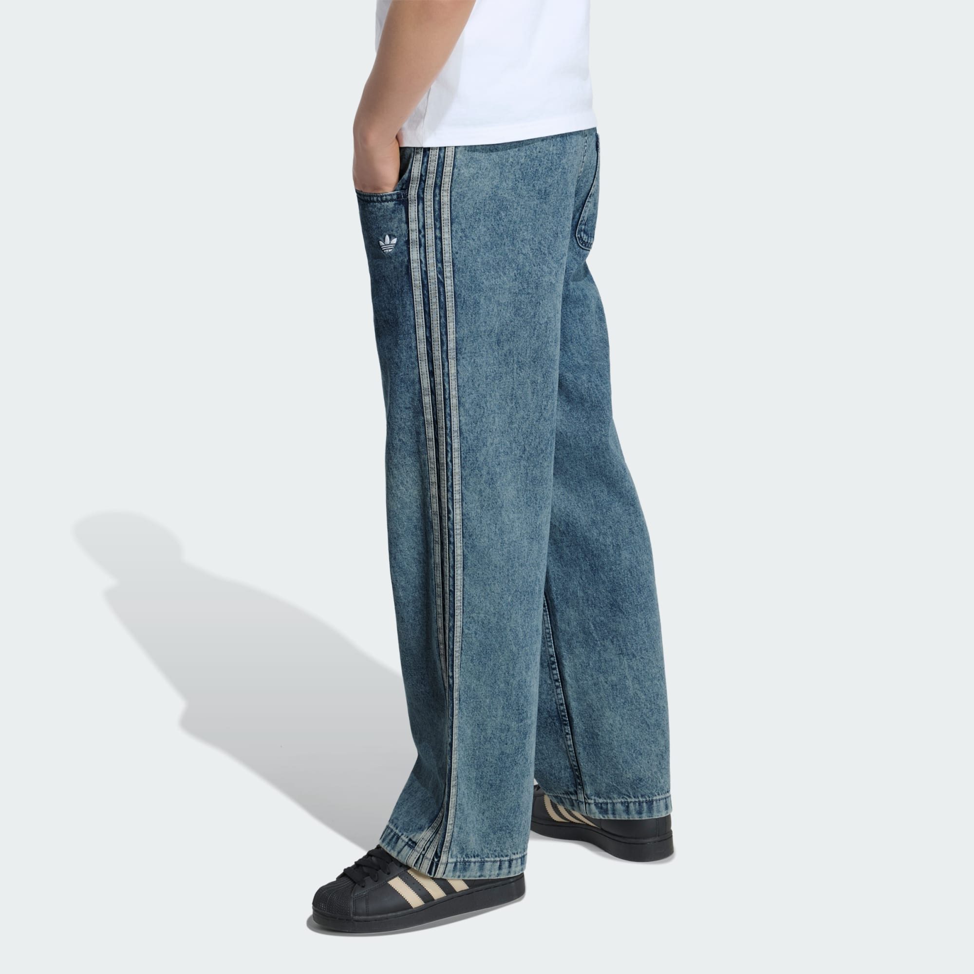 adidas Originals Loose-fit-Jeans FIREBIRD LOCKER GESCHNITTENE DENIM TRAININGSHOSE (1-tlg)