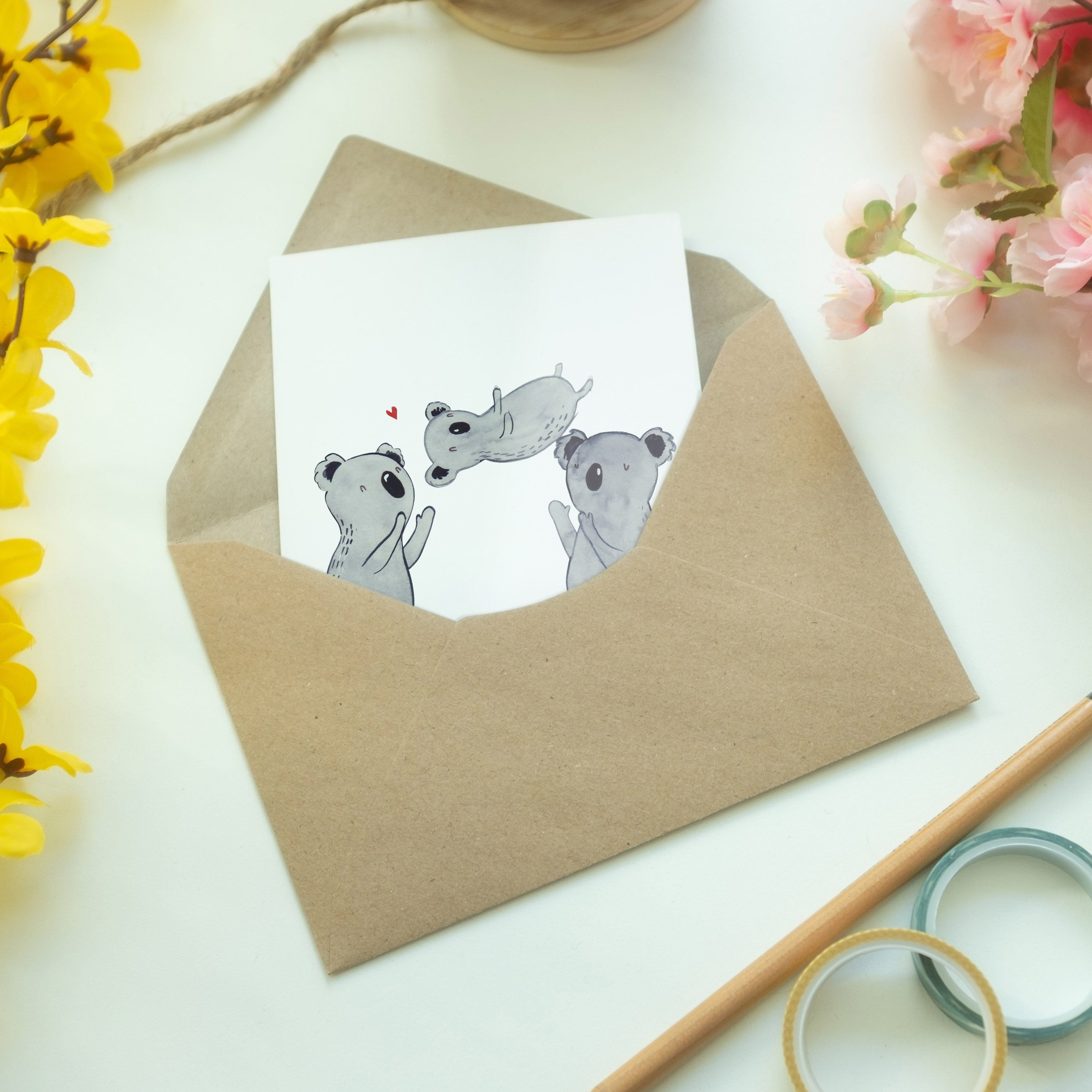 Mr. & Mrs. Panda Geburtstagsgeschenk, Grußkarte Sich Weiß - Koala Partyhüte Geschenk, - Feiern