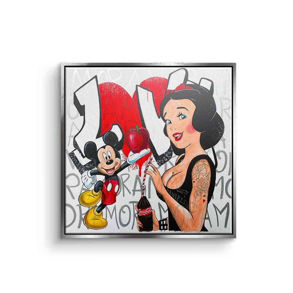 Lieferung am nächsten Tag DOTCOMCANVAS® Leinwandbild, Leinwandbild designed Mouse by Micky Apple Maus silberner Mickey Sabrina Sec Red Rahmen