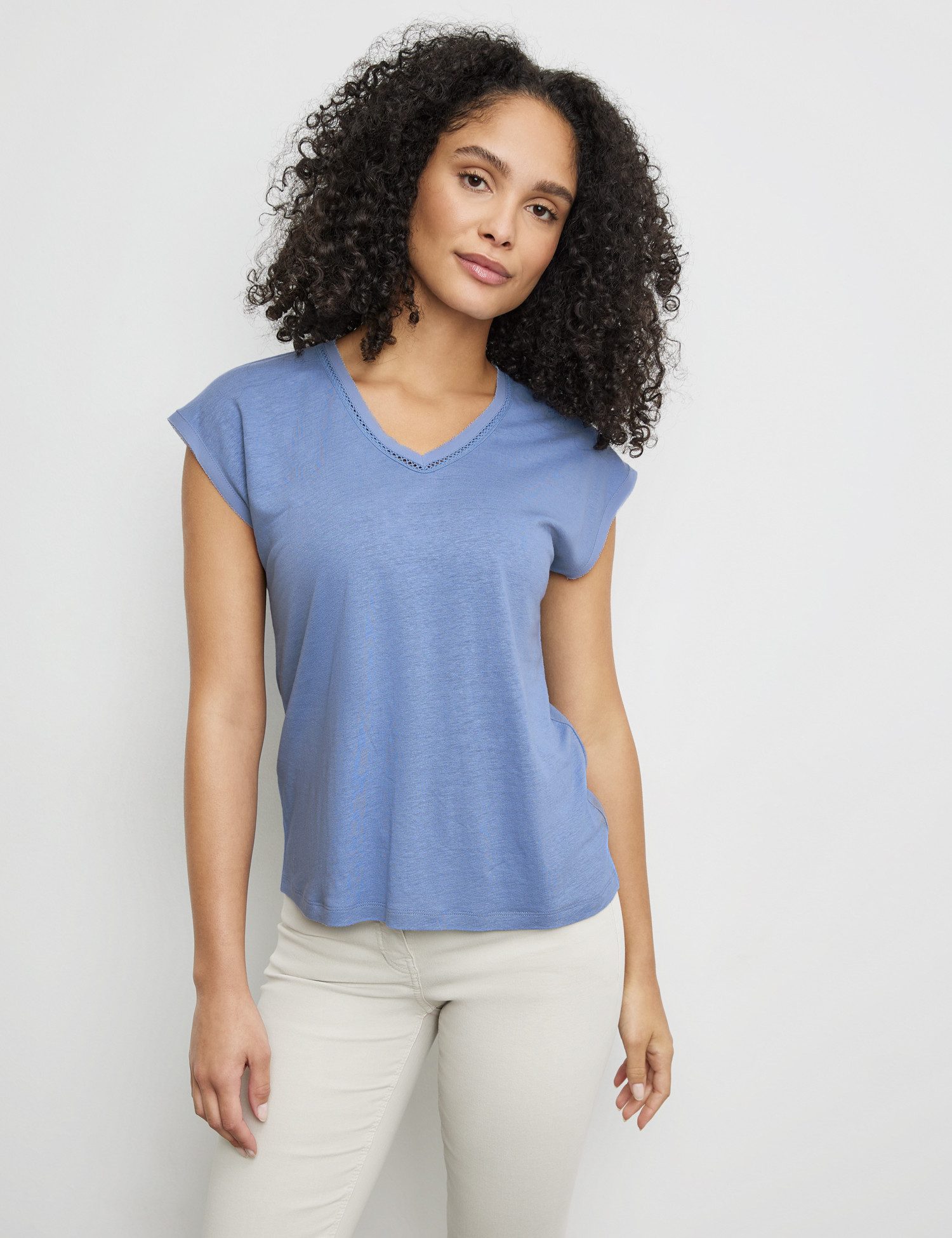 GERRY WEBER Shirtbluse Kurzarmshirt mit Chiffonblende
