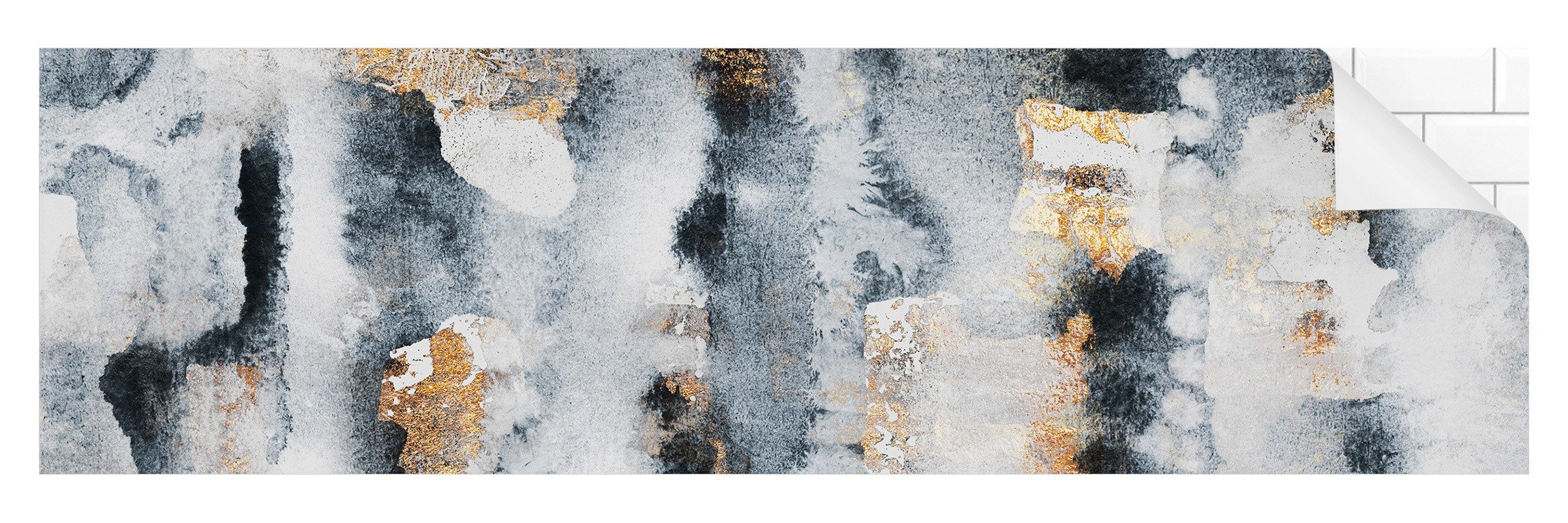 Bilderdepot24 Küchenrückwand selbstklebend gold Muster Abstrakt, (1-tlg., Nischenrückwand - für Fliesenspiegel ohne Bohren - matt), Nischenrückwand Aquarell fugenlos Wandpaneel Küche Herd