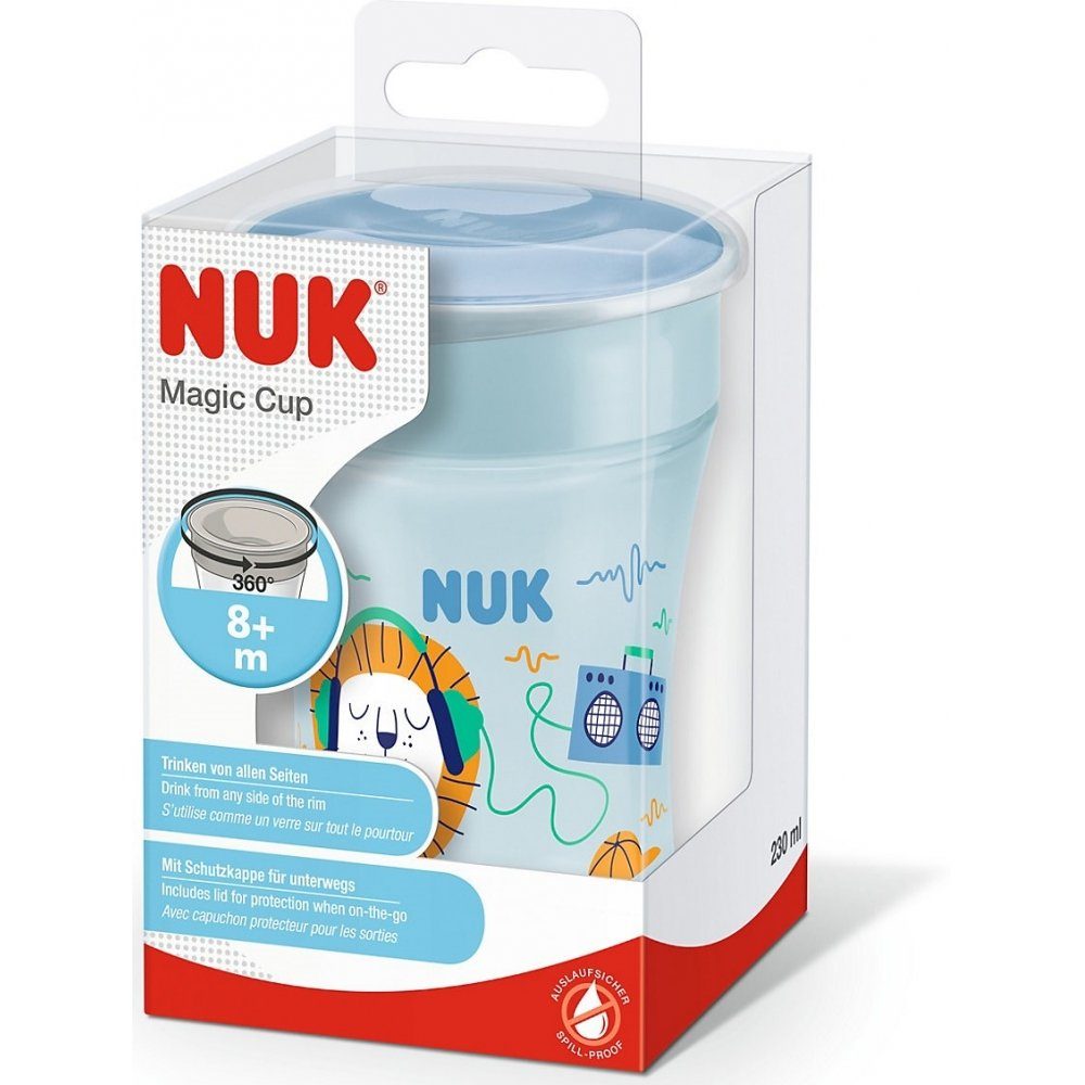 NUK Becher Magic Deckel & blau Cup mit ml Löwe - 230 Trinkrand - Trinkbecher