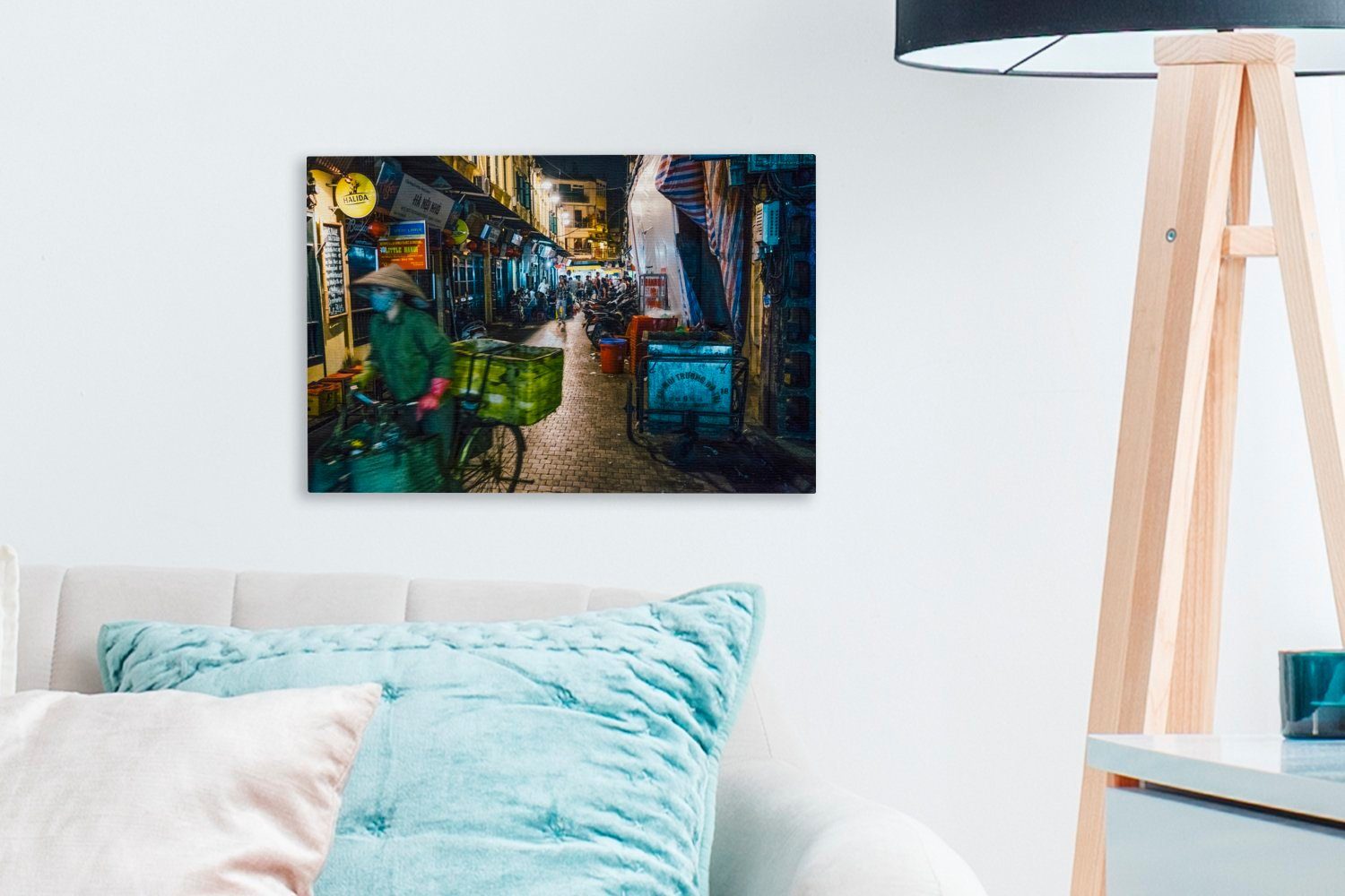OneMillionCanvasses® Leinwandbild Das alte Viertel in Hanoi Vietnam, Fotodruck (1 St), Leinwand Bilder Klein, Wand Dekoration Aesthetic 30x20 cm