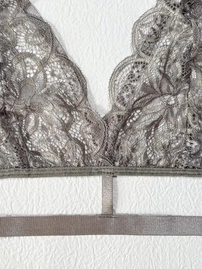 Elegant Love Set: Bralette-BH Florales Spitzen-Dessous-Set, Ausgeschnittener BH & Riemchen-Tanga (Set, 2-tlg., mit Tanga) Exquisite Spitzen-Unterwäsche mit passendem Tanga, sexy lingerie Set