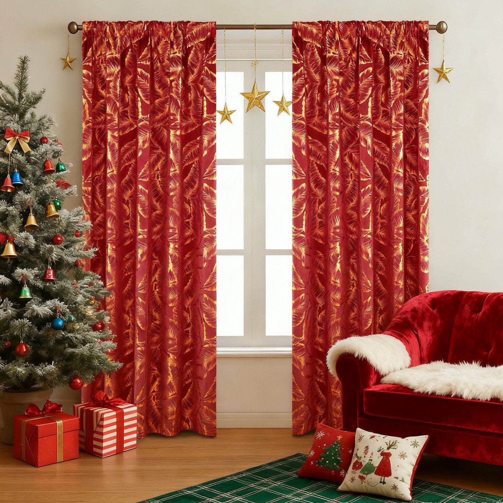 BTTO V&G Verdunkelungsvorhang 2-teiliger Samtvorhang Weihnachtsvorhang günstig online kaufen