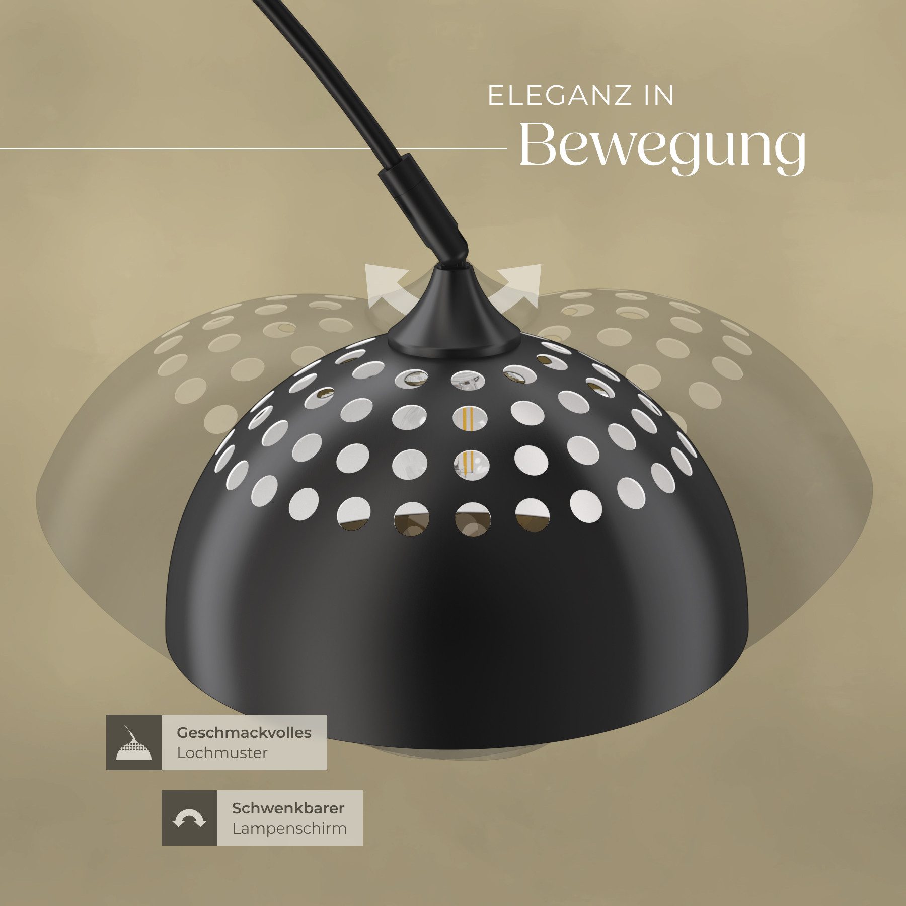 tectake Stehlampe Bogenleuchte aus beschichtetem Stahl, höhenverstellbar 187 - 206 cm, LED, 60 W, Fußschalter, massiver Standfuß mit Bodenschoner