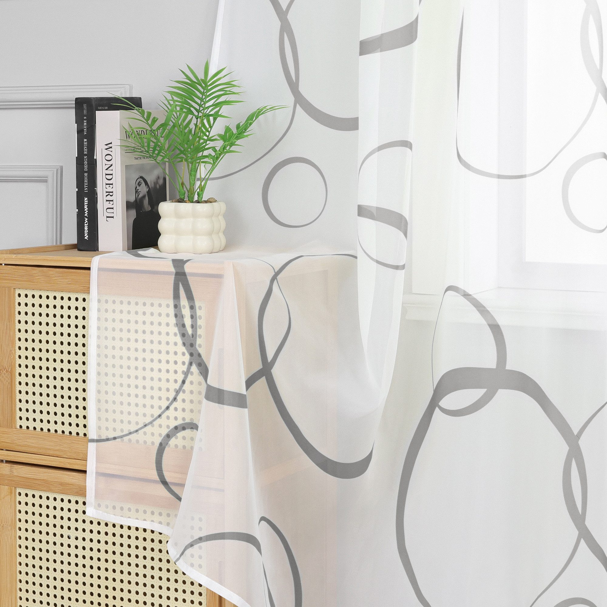 Joyswahl Gardine (1 St), Ösen, transparent, mit unregelmäßigen Kreisen, Geo günstig online kaufen