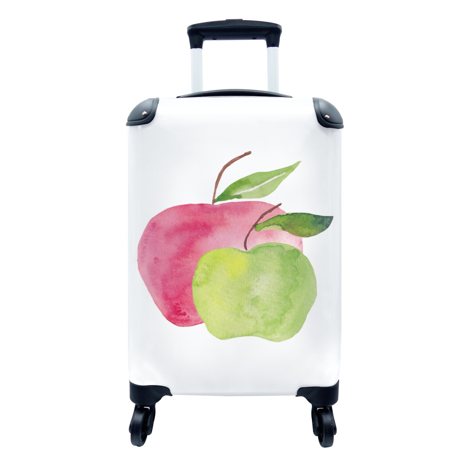 MuchoWow Handgepäckkoffer Äpfel - Aquarell - Weiß, 4 Rollen, Reisetasche mit rollen, Handgepäck für Ferien, Trolley, Reisekoffer