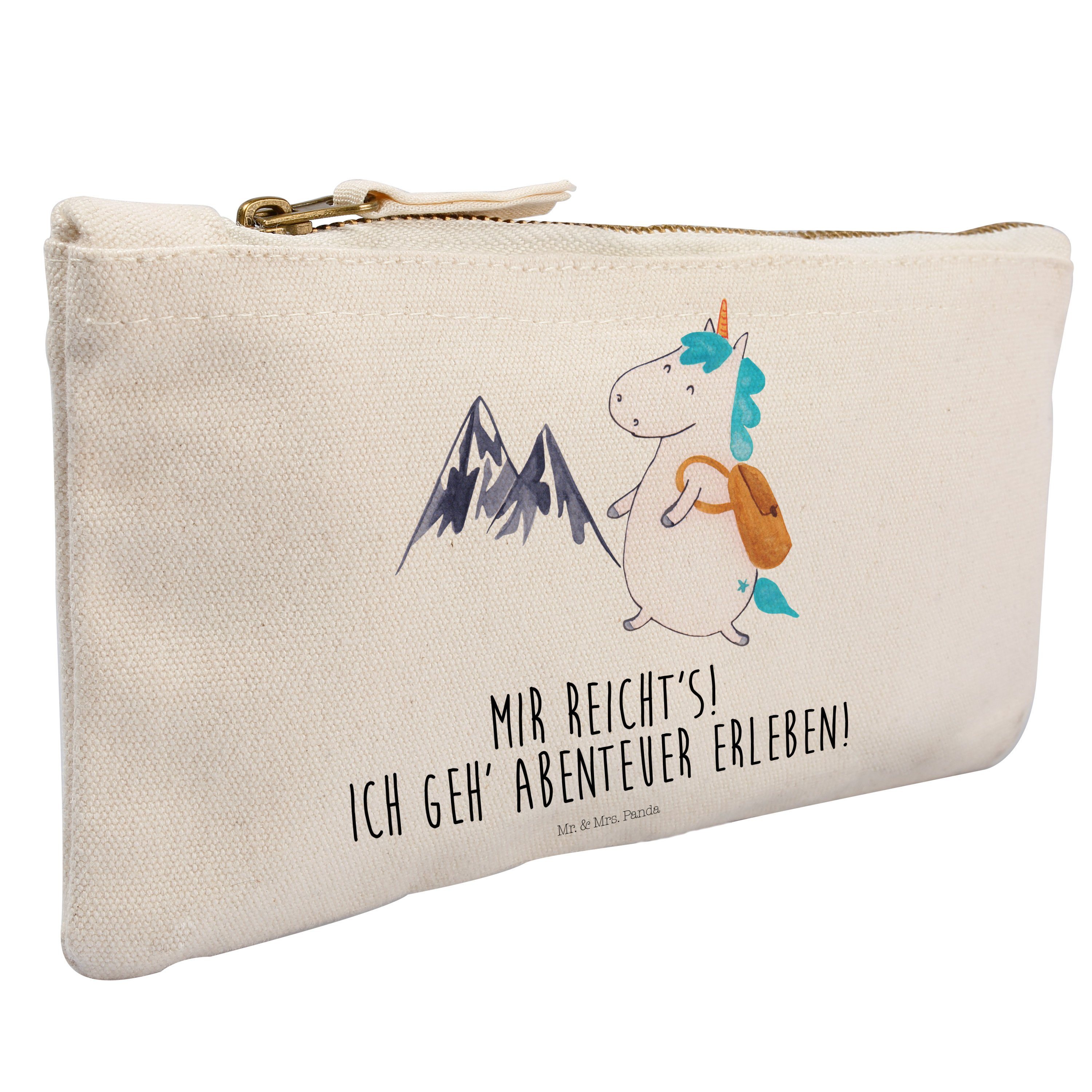 & Panda Geschenk, Mrs. (1-tlg) Weiß Bergsteiger - Pegasus, Einhorn Mr. Schminktasche Berge, Kosmetiktasche -