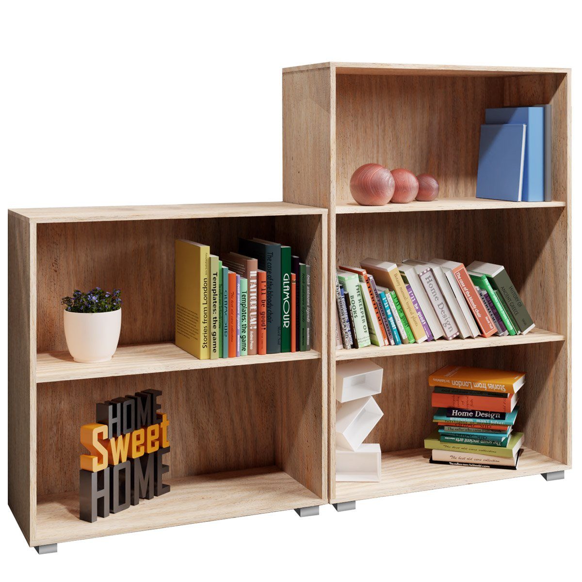 Casaria Bücherregal Vela, Standregal Holz Eiche Set Kinder Küchenregal Büroregal für Ordner 60cm