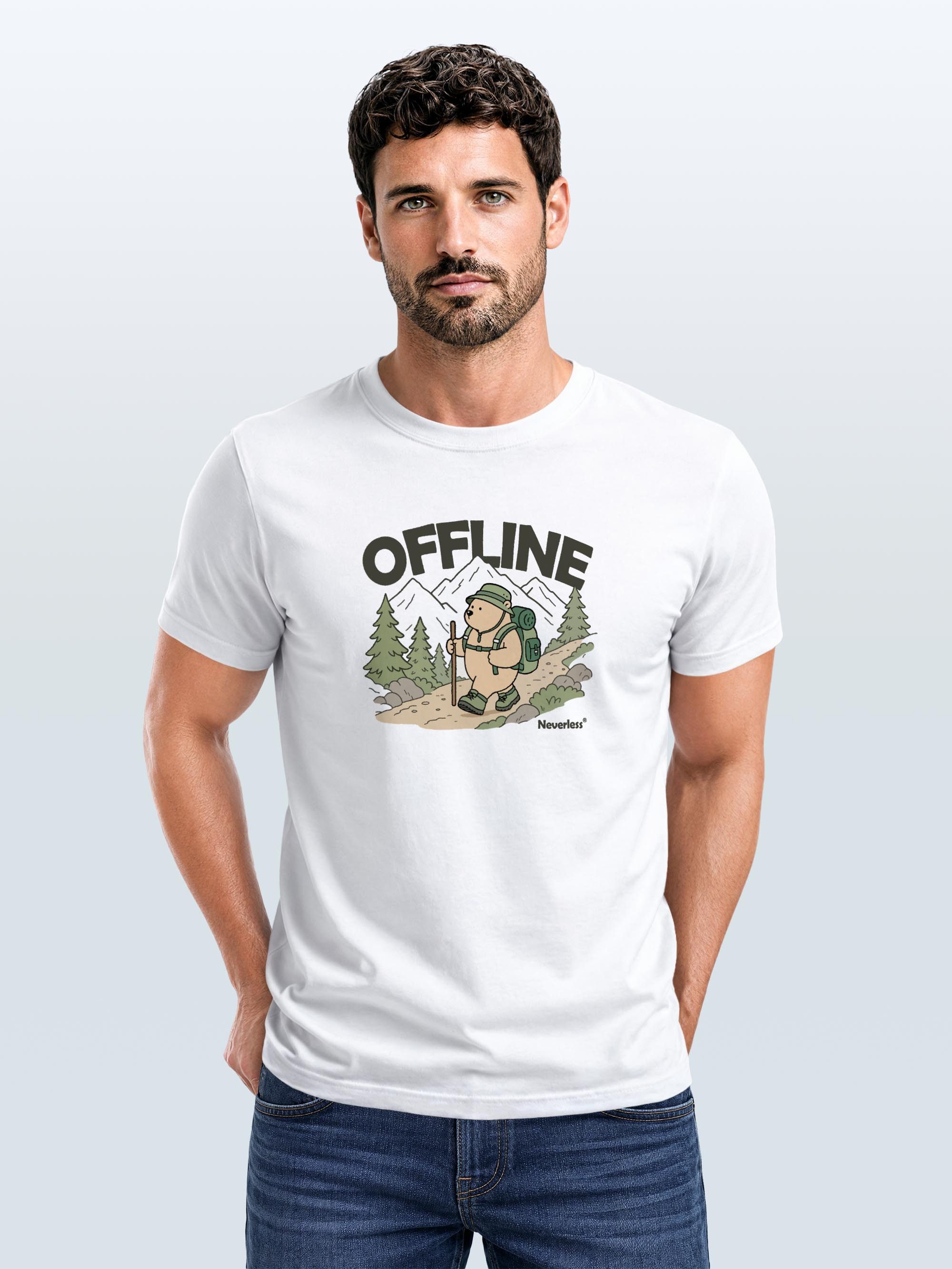 Neverless Print-Shirt Herren T-Shirt Frontprint - Hike Adventure Bear - Baumwollshirt mit Print – Bild 3 von 5