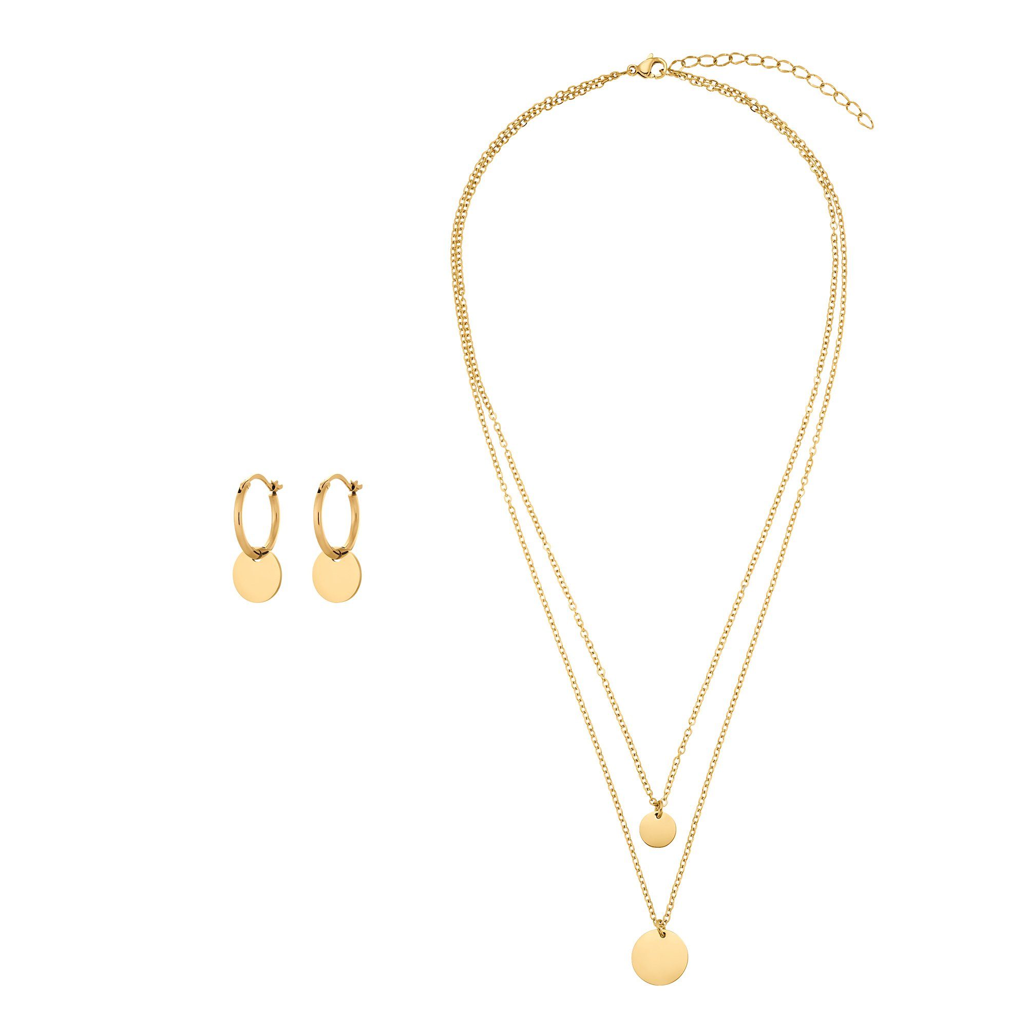 Heideman Collier Set Circuli silberfarben (keine Angabe, inkl. Geschenkverpackung), Geschenkset für Damen mit Kette und Creole