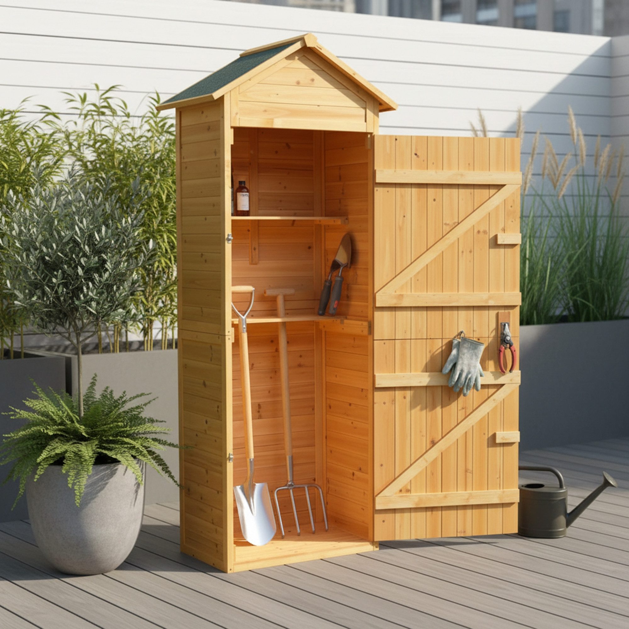 Mucola Gerätehaus Gerätehaus Holz Geräteschuppen Gartenschrank Geräteschrank Gartenhaus, BxT: 79x49 cm, (Stück), Imprägniert – Bild 4 von 5