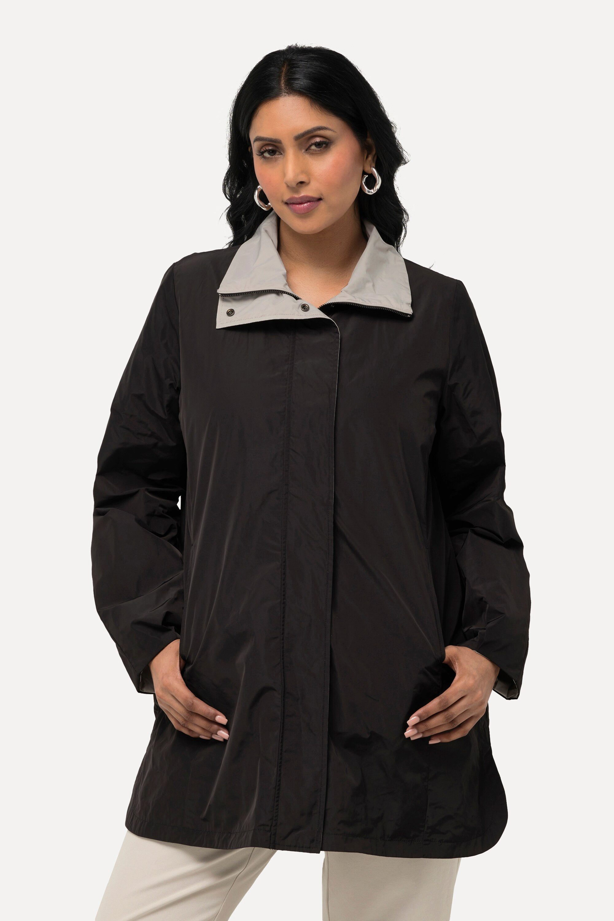 Ulla Popken Parka Wendejacke A-Linie Stehkragen Taschen