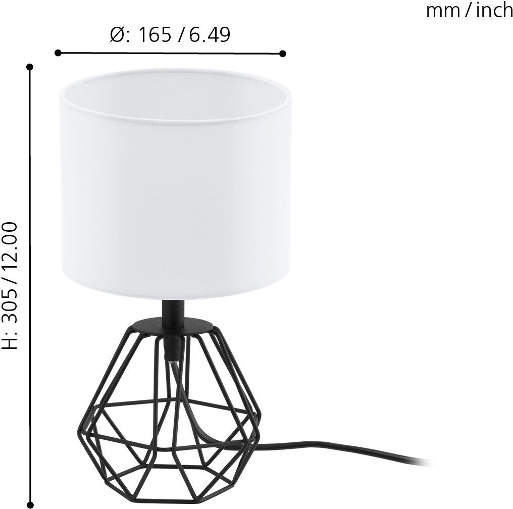 Schwarz, Vintage Tischleuchte, Leuchtmittel, ohne Leuchtmittel 2, CARLTON Tischleuchte wechselbar, EGLO Fassung: Nachttischlampe, weiß, E14