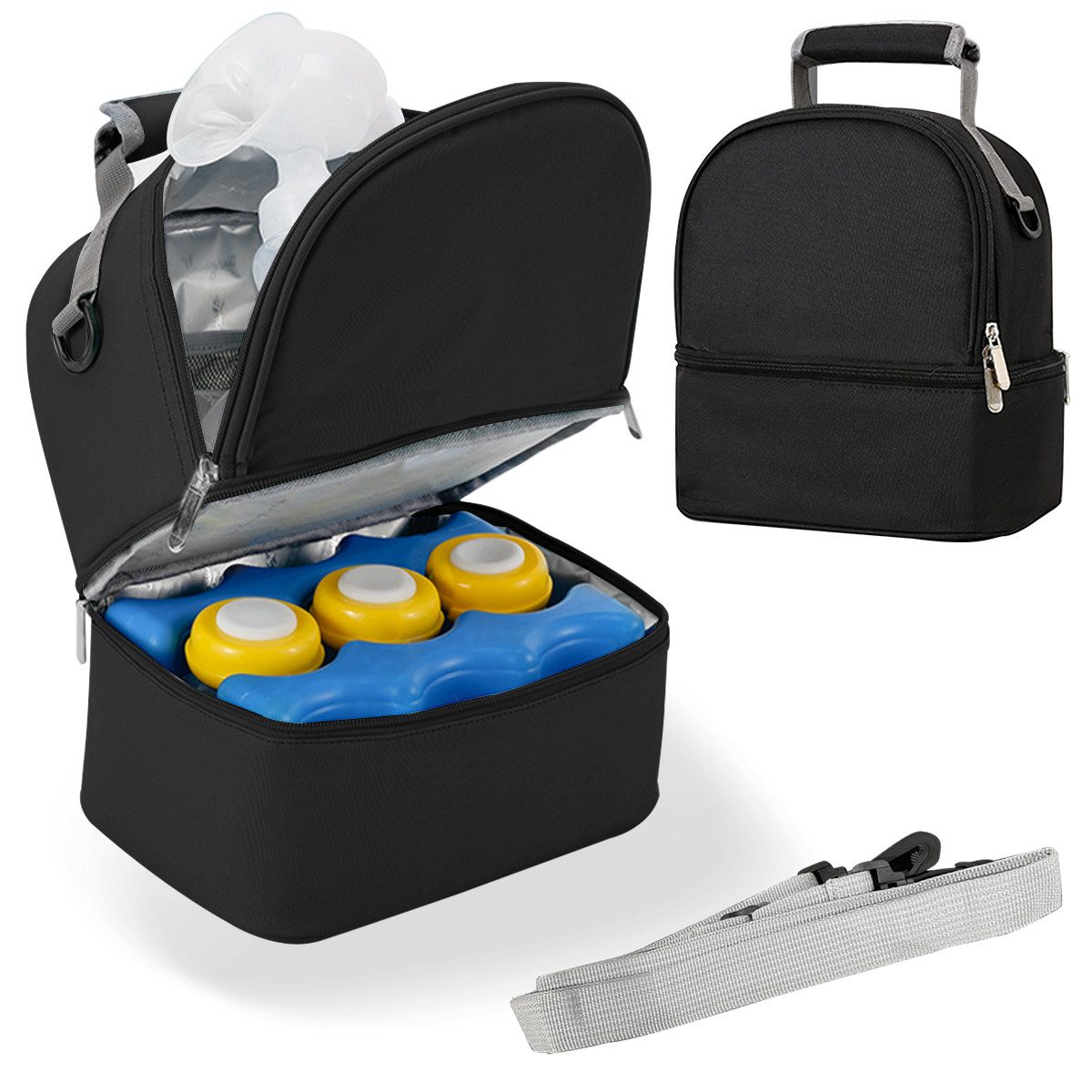 ZEUOPQ Wickelrucksack Muttermilch-Kühltasche Rucksack mit Eisbeutel, wasserdicht, schwarz (1-tlg), für Stillende Mütter, Milchpumpentasche, Wickel-Rucksack