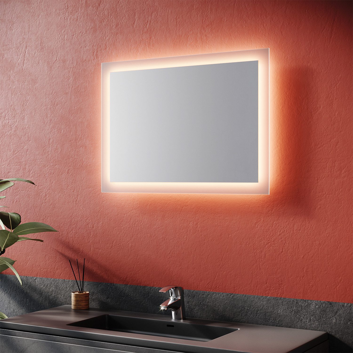 SONNI Badspiegel mit Beleuchtung LED Badezimmerspiegel,Wandschalter,kaltwei günstig online kaufen