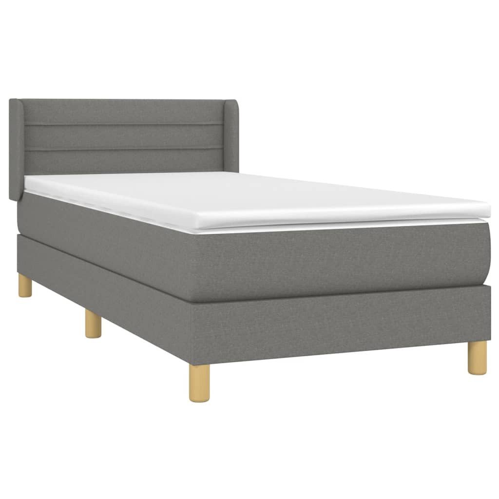 Bett Boxspringbett mit Matratze Dunkelgrau 90x200 cm Stoff