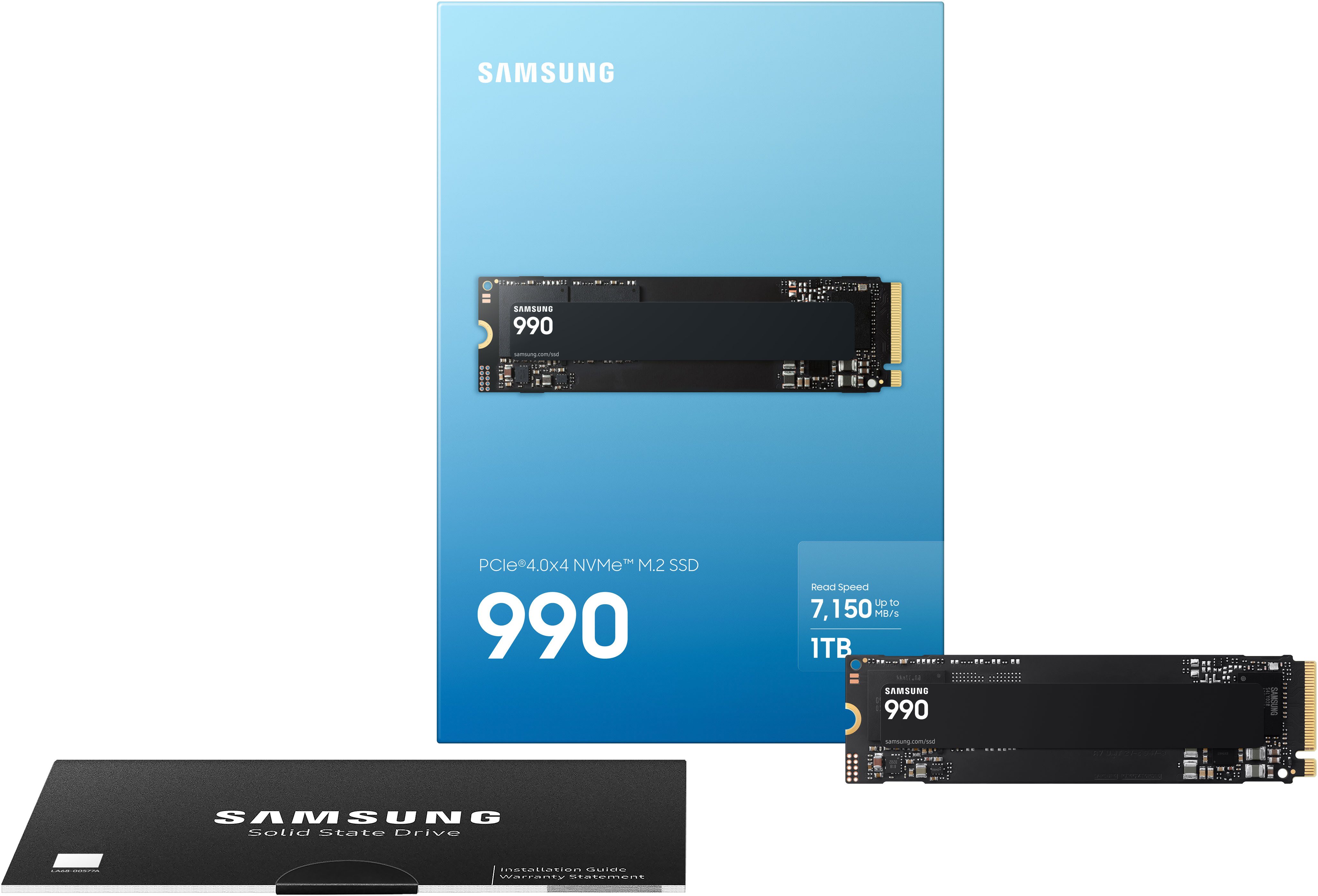 Samsung 990 PCIe 4.0x4 NVMe M.2 interne SSD (1 TB) 2,5" 7150 MB/S Lesegeschwindigkeit, 6450 MB/S Schreibgeschwindigkeit