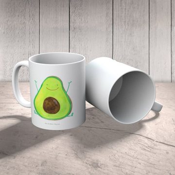 Mr. & Mrs. Panda Tasse Avocado Glücklich - Weiß - Geschenk, Gesund, Kaffeebecher, Porzellant, Keramik, Herzberührende Designs