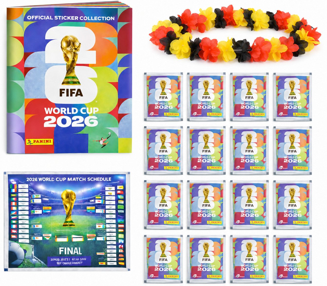 Athlejoy Stickerbuch XXL Set WM 2026 - inkl. Stickeralbum Panini, Sticker & Spielplan