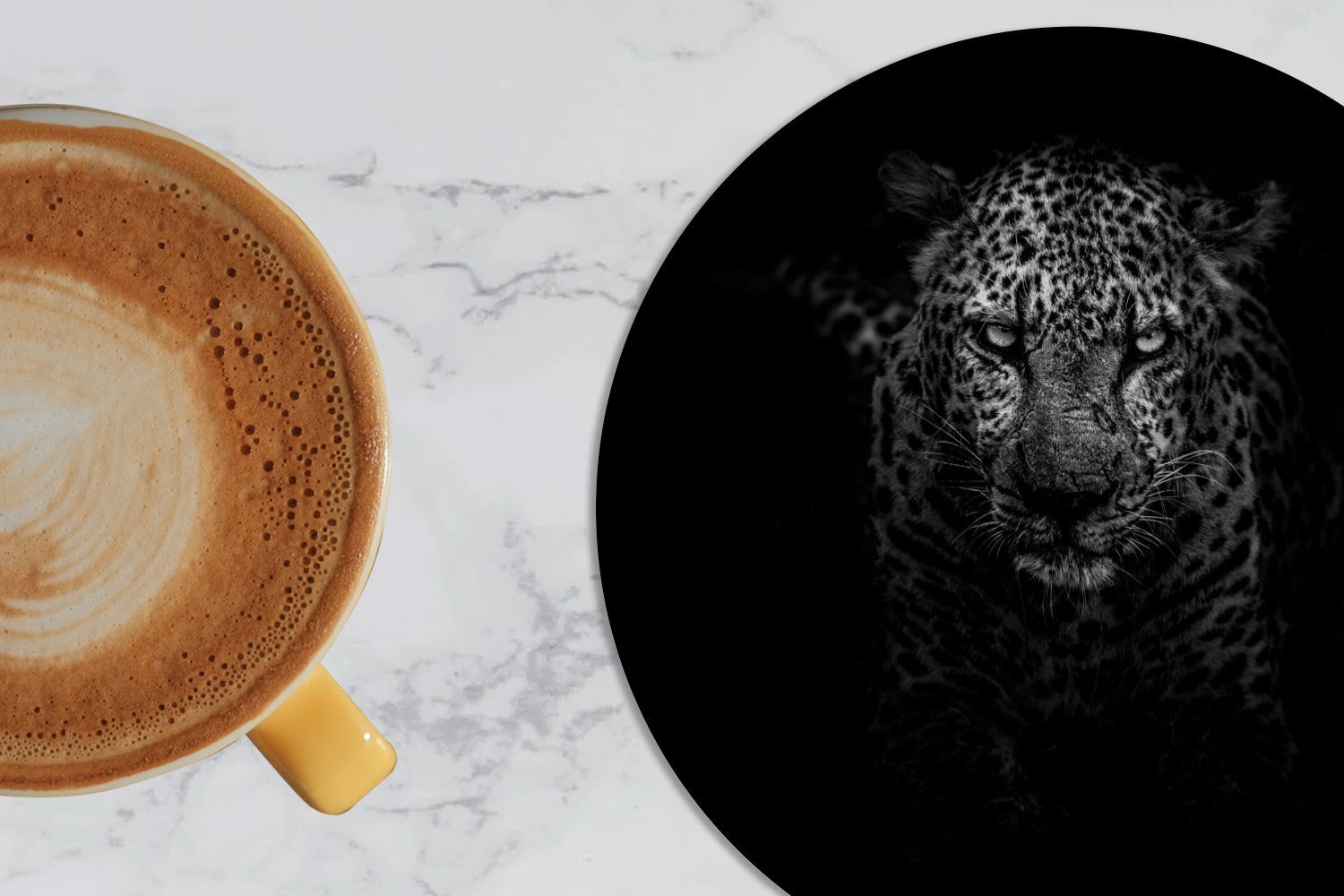 MuchoWow Glasuntersetzer - Tasse, Zubehör Gläser, für Leopard Schwarz Getränkeuntersetzer, - 6-tlg., Korkuntersetzer, Tassenuntersetzer, Weiß, Becher