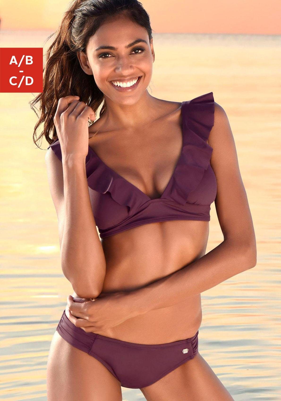 Triangel-Bikini bordeaux Volant mit JETTE