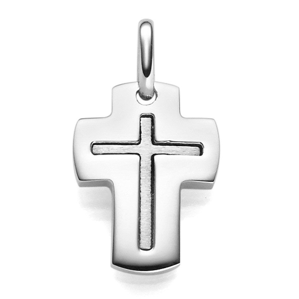 Kettenanhänger Anhänger Kreuz im Kreuz, 21x12mm, 585 Weißgold