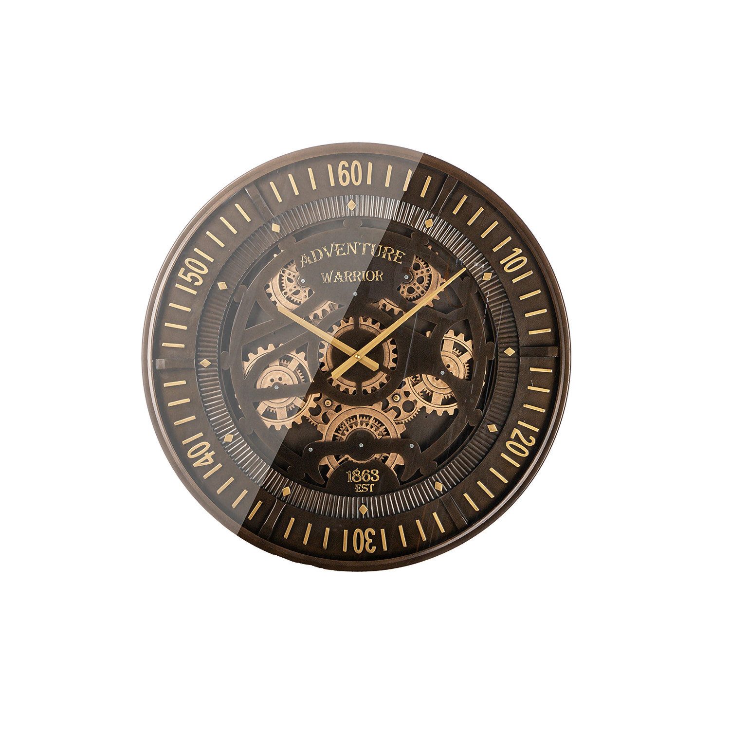 GILDE Wanduhr AVENTO Wanduhr - bronze - Metall - Ø 59cm - Zahnradmotiv - Wanddeko (Wanddekoration - Wohnzimmer - Uhr an der Wand)