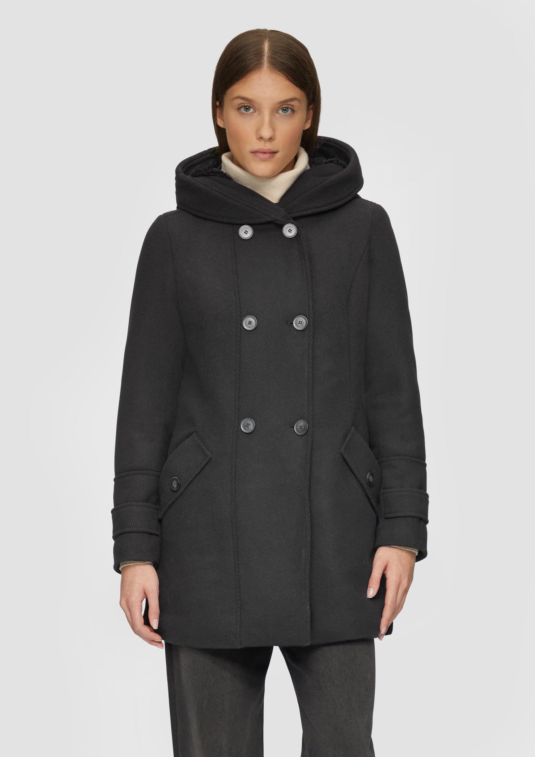 s.Oliver Wintermantel Outdoor-Mantel Strukturierter Wollmantel mit Teddyplü günstig online kaufen