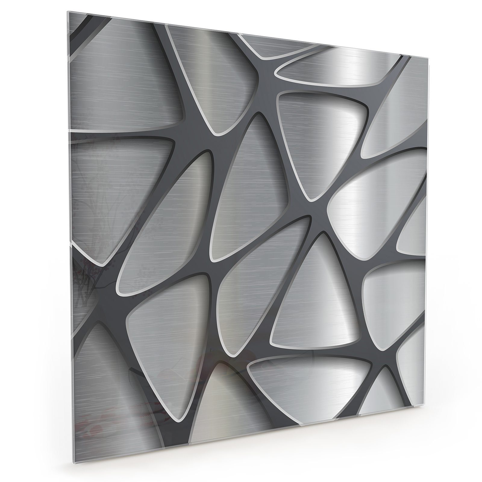 Primedeco Küchenrückwand Glas Küchenrückwand Metallmuster Geometrisches mit Motiv Spritzschutz