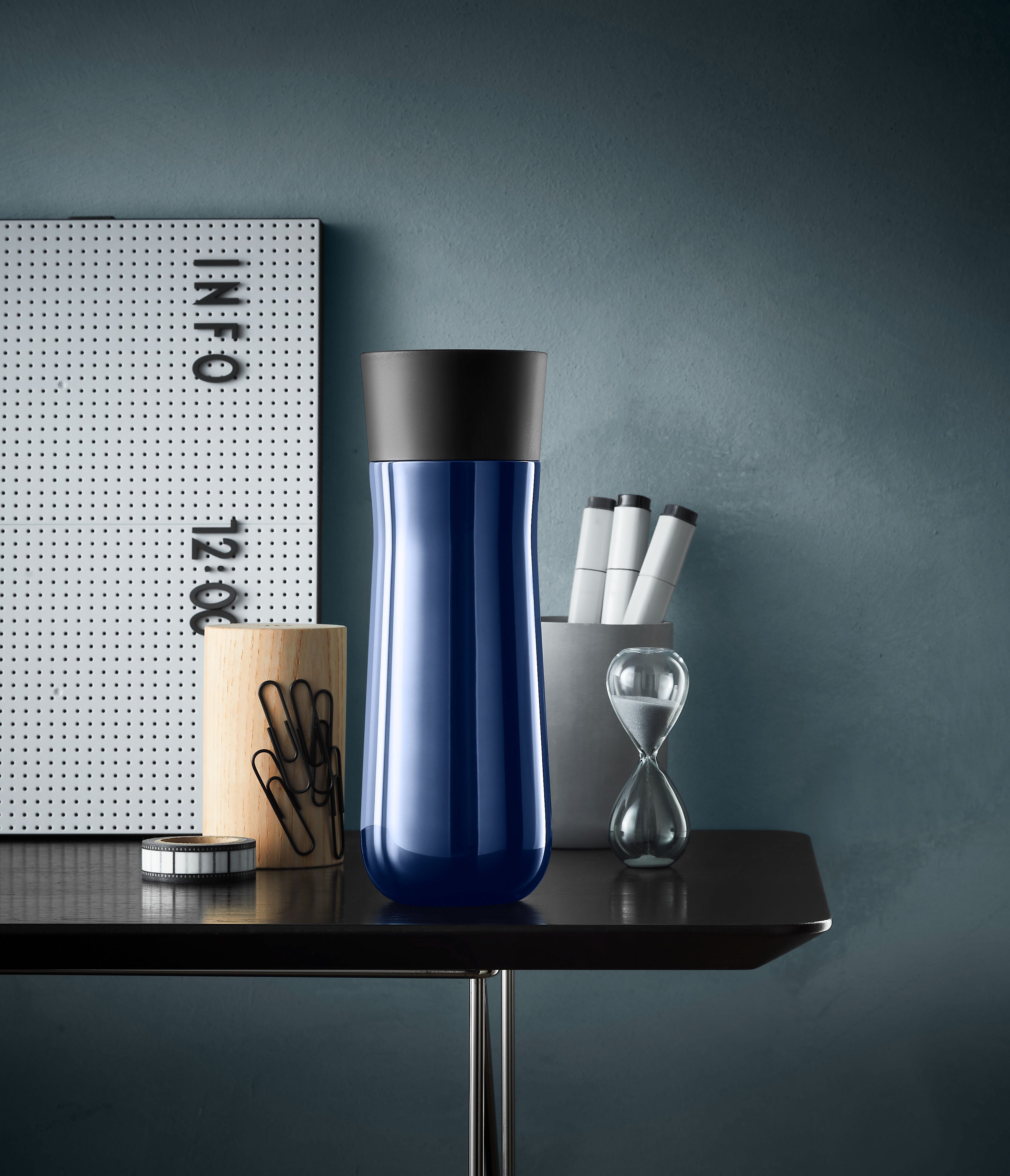 WMF Thermobecher Impulse, Cromargan® Edelstahl Rostfrei 18/10, Kunststoff, Silikon, doppelwandiger Edelstahl, 8h warm und 12h kalt, 360°-Trinköffnung